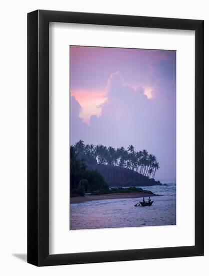 Mirissa Beach, Traditional Sri Lankan Outrigger Fishing Boat at Sunrise, South Coast-Matthew Williams-Ellis-Framed Photographic Print