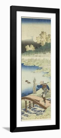 Miroir des vers chinois et japonais : Tokusa gari (paysan portant des joncs)-Katsushika Hokusai-Framed Premium Giclee Print