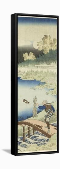 Miroir des vers chinois et japonais : Tokusa gari (paysan portant des joncs)-Katsushika Hokusai-Framed Stretched Canvas