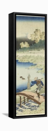 Miroir des vers chinois et japonais : Tokusa gari (paysan portant des joncs)-Katsushika Hokusai-Framed Stretched Canvas