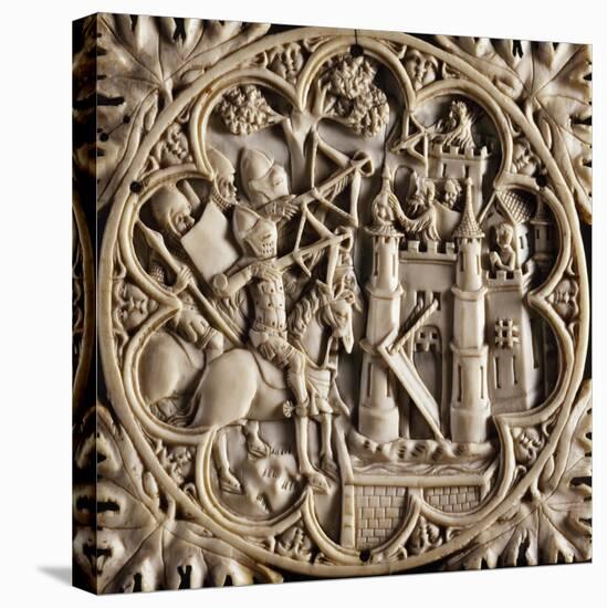 Mirror Box Valve Depicting Tournament, Ca 1380-null-Stretched Canvas