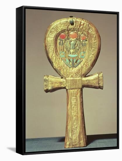 Mirror Case in the Form of an Ankh, from the Tomb of Tutankhamun (circa 1370-52 BC) New Kingdom-null-Framed Stretched Canvas