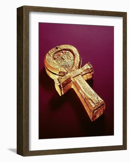 Mirror Case in the Form of an Ankh, from the Tomb of Tutankhamun-Egyptian 18th Dynasty-Framed Giclee Print