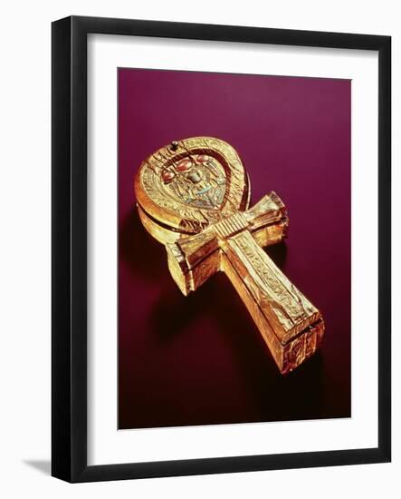 Mirror Case in the Form of an Ankh, from the Tomb of Tutankhamun-Egyptian 18th Dynasty-Framed Giclee Print