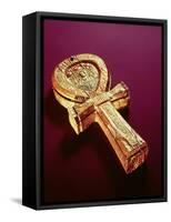 Mirror Case in the Form of an Ankh, from the Tomb of Tutankhamun-Egyptian 18th Dynasty-Framed Stretched Canvas