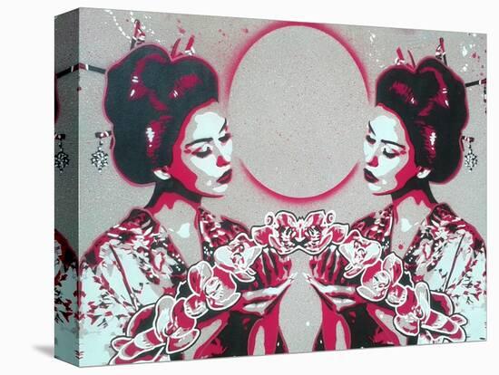 Mirror Geisha-Abstract Graffiti-Stretched Canvas