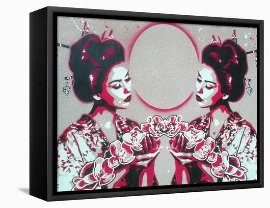 Mirror Geisha-Abstract Graffiti-Framed Stretched Canvas