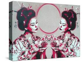 Mirror Geisha-Abstract Graffiti-Stretched Canvas