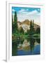 Mirror Lake and Mt. Rainier - Rainier National Park-Lantern Press-Framed Art Print