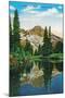 Mirror Lake and Mt. Rainier - Rainier National Park-Lantern Press-Mounted Art Print