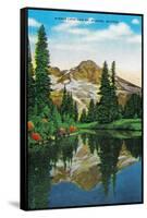 Mirror Lake and Mt. Rainier - Rainier National Park-Lantern Press-Framed Stretched Canvas