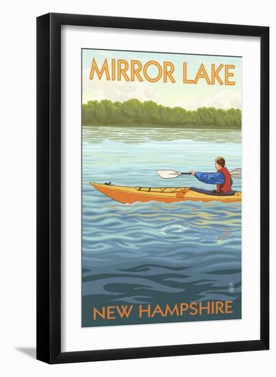 Mirror Lake, New Hampshire - Kayak Scene-Lantern Press-Framed Art Print