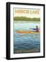 Mirror Lake, New Hampshire - Kayak Scene-Lantern Press-Framed Art Print