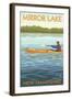 Mirror Lake, New Hampshire - Kayak Scene-Lantern Press-Framed Art Print