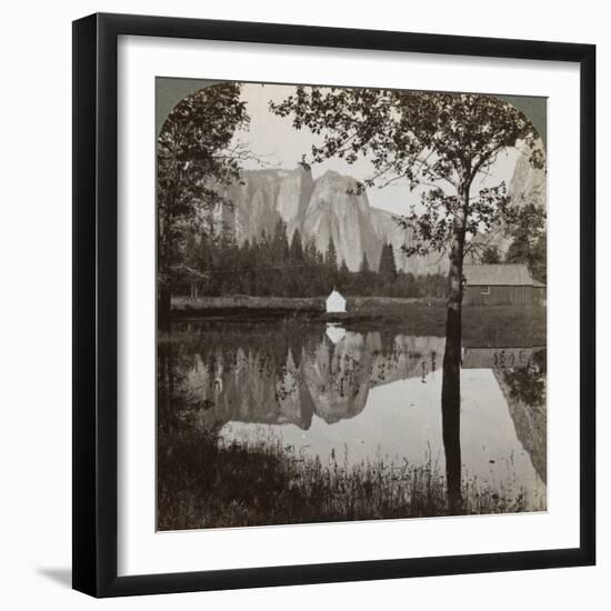 Mirror View of Cathedral Rocks, Yosemite Valley, California, USA, 1902-Underwood & Underwood-Framed Photographic Print