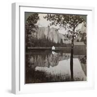 Mirror View of Cathedral Rocks, Yosemite Valley, California, USA, 1902-Underwood & Underwood-Framed Photographic Print