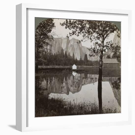 Mirror View of Cathedral Rocks, Yosemite Valley, California, USA, 1902-Underwood & Underwood-Framed Photographic Print