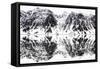 Mirrored landscape of mountains along the fjords in Svalbard-Wim van den Heever-Framed Stretched Canvas