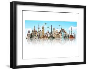 Mirrored World Monuments-null-Framed Art Print