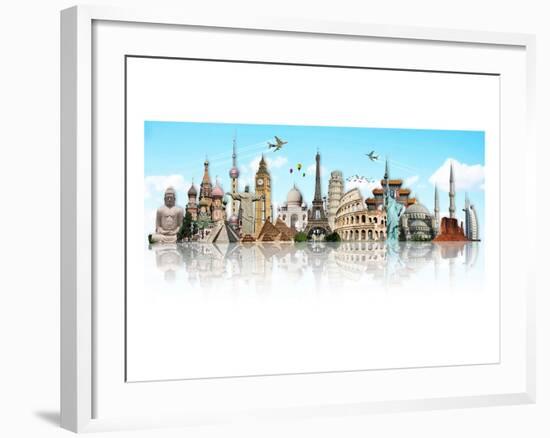 Mirrored World Monuments-null-Framed Art Print