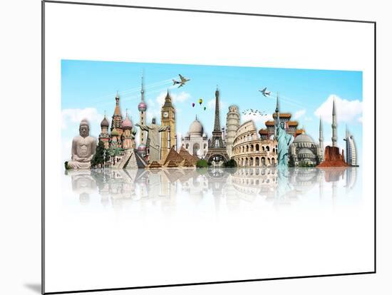 Mirrored World Monuments-null-Mounted Art Print