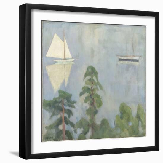 Mirroring, 1915 (Oil on Canvas)-Erik Theodor Werenskiold-Framed Giclee Print