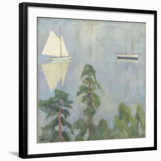 Mirroring, 1915 (Oil on Canvas)-Erik Theodor Werenskiold-Framed Giclee Print