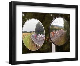 Mirrors at a T-Junction Reflect Riders During the 18th Stage of the Tour De France-null-Framed Photographic Print