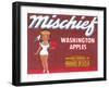 Mischief Apple Label - Wenatchee, WA-Lantern Press-Framed Art Print