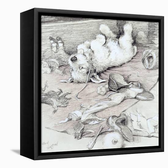 Mischievous Puppy-Cecil Aldin-Framed Stretched Canvas