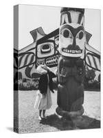 Miss Alaska Visiting an American Indian Museum-Peter Stackpole-Stretched Canvas