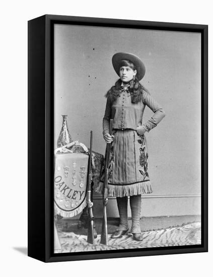 Miss Annie Oakley, Little Sure Shot, Buffalo Bill's Wild West, C.1890-1900-Elliott and Fry Studio-Framed Stretched Canvas