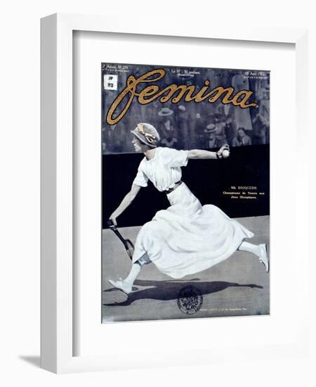 Miss Broquedis, Olympic Tennis Champion, Front Cover of "Femina," Issue 278, 15th August 1912-null-Framed Premium Giclee Print