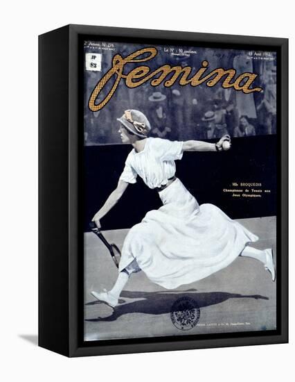 Miss Broquedis, Olympic Tennis Champion, Front Cover of "Femina," Issue 278, 15th August 1912-null-Framed Stretched Canvas