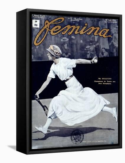 Miss Broquedis, Olympic Tennis Champion, Front Cover of "Femina," Issue 278, 15th August 1912-null-Framed Stretched Canvas