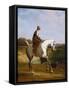 Miss Cazenove on a Grey Hunter, a Dog Running Alongside-Jacques-Laurent Agasse-Framed Stretched Canvas