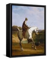 Miss Cazenove on a Grey Hunter, a Dog Running Alongside-Jacques-Laurent Agasse-Framed Stretched Canvas