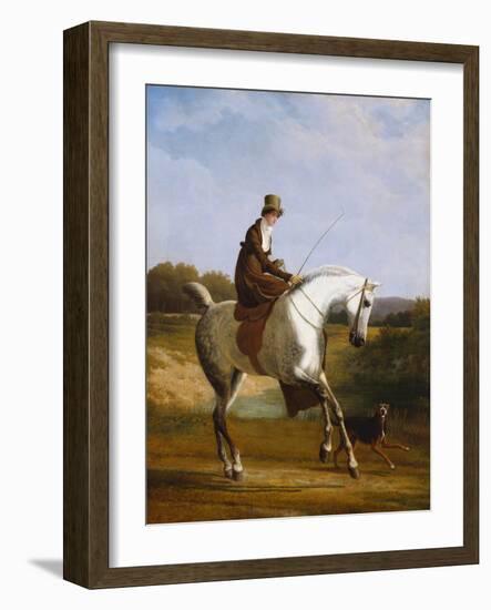 Miss Cazenove on a Grey Hunter, a Dog Running Alongside-Jacques-Laurent Agasse-Framed Giclee Print