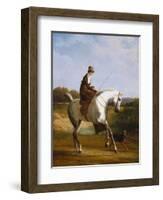 Miss Cazenove on a Grey Hunter, a Dog Running Alongside-Jacques-Laurent Agasse-Framed Giclee Print