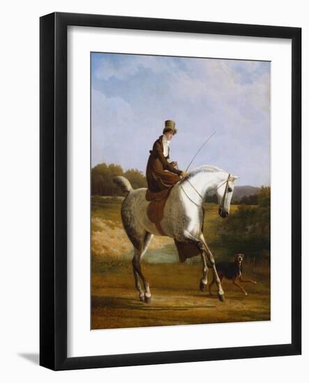 Miss Cazenove on a Grey Hunter, a Dog Running Alongside-Jacques-Laurent Agasse-Framed Giclee Print