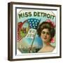 Miss Detroit Brand Cigar Box Label-Lantern Press-Framed Art Print