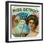 Miss Detroit Brand Cigar Box Label-Lantern Press-Framed Art Print