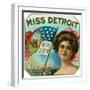 Miss Detroit Brand Cigar Box Label-Lantern Press-Framed Art Print