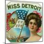 Miss Detroit Brand Cigar Box Label-Lantern Press-Mounted Art Print