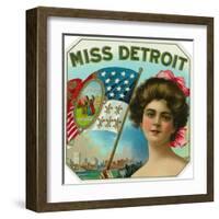 Miss Detroit Brand Cigar Box Label-Lantern Press-Framed Art Print