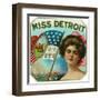 Miss Detroit Brand Cigar Box Label-Lantern Press-Framed Art Print