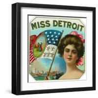 Miss Detroit Brand Cigar Box Label-Lantern Press-Framed Art Print