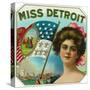 Miss Detroit Brand Cigar Box Label-Lantern Press-Stretched Canvas