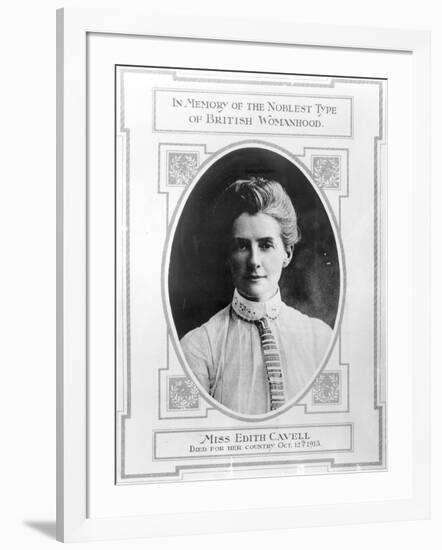 Miss Edith Cavell (1865-1915) Died for Her Country, October 12th 1915-null-Framed Giclee Print