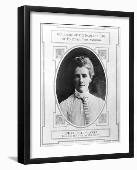 Miss Edith Cavell (1865-1915) Died for Her Country, October 12th 1915-null-Framed Giclee Print